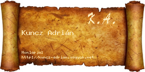 Kuncz Adrián névjegykártya